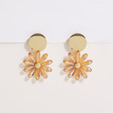 Aretes Colgantes Flores Brillantes