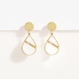 Aretes de Acero Cuarzo Blanco Gota