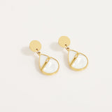 Aretes de Acero Cuarzo Blanco Gota