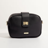 Crossbody Negro Broche Dorado