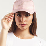 Gorro con Visera Rosa Print Dorado