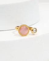 Anillo de Acero Ojo de Gato Rosa