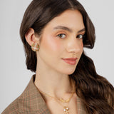 Aretes con print cuadros en verde y rojo