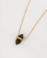 Collar de acero bañado en oro ónix