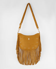 Cartera amarillo mostaza con flecos