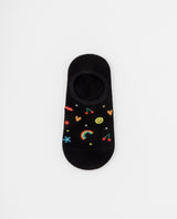 Medias invisibles negras con bordados multicolor