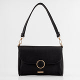 Cartera negra con aro dorado