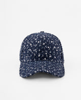 Gorra denim con lentejuelas plateadas