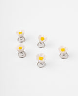 Set de ganchos espirales con flores blancas