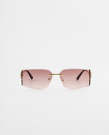 Lentes de sol dorado lunas rosadas