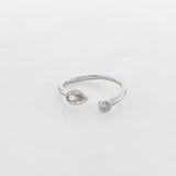 Anillo ajustable bañado en plata con zircón