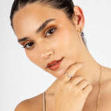 Anillo ajustable bañado en plata con zircón