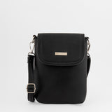 Cartera crossbody negra con tapa