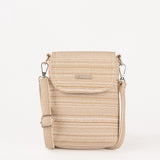 Cartera crossbody beige tejida