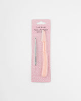 Pinza y perfilador rosado para cejas