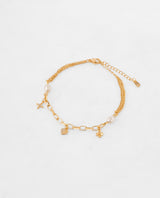 Pulsera Premium Zircón Bañado en Oro Con Charms
