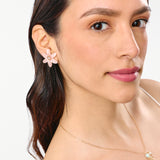 Aretes flor translúcida rosa