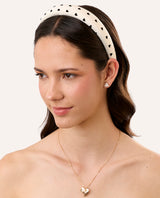 Vincha blanca corazones