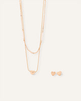 Collar dorado en capas dije corazón