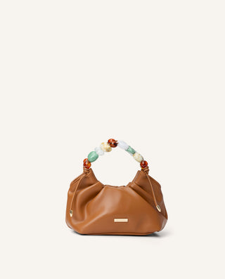 Cartera Hobo Camel con Asa de Piedras
