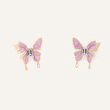 Arete moda mariposa lila dorado