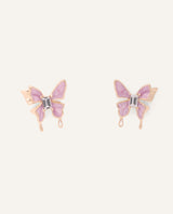 Arete moda mariposa lila dorado