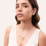 Collar + aretes moda con dije de mariposa