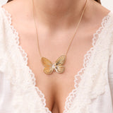 Collar + aretes moda con dije de mariposa