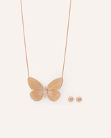 Collar + aretes moda con dije de mariposa