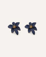 Aretes Moda Pegado Petal Blue Dorado