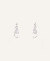 Arete Moda Drop Cat Lover 3 cm Plateado