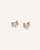 Arete Moda Pegado Perla Cat Lover 1 cm Dorado