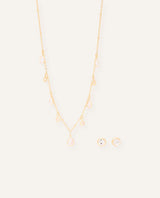 Set Collar + Arete Moda Delicate Drop Dorado