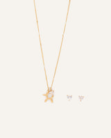 Set Collar + Arete Moda Dog Lover Dorado
