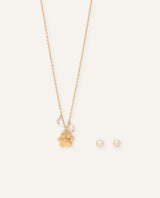 Set Collar + Arete Moda Huella Dorado