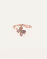 Anillo Bañado en Oro Premium Zircón Regulable Mariposa Dorado