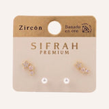 Set Aretes Premium Zircón Bañado en Oro 
Delicate Dorado
