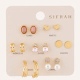 Set Aretes Moda Minimal Dorado