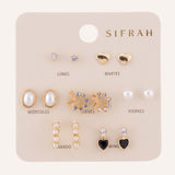 Set Aretes Semanario Moda Style Mix Dorado