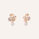 Aretes de Acero Moda Pearl Flower Dorado