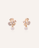 Aretes de Acero Moda Pearl Flower Dorado