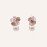 Aretes de Acero Moda Pearl Dorado