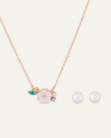Set Collar + Arete Moda Aura Flower Dorado