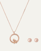 Set Collar + Arete Aura Moda Circle Dorado
