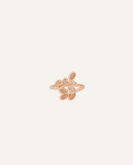 Anillo Regulable Premium Zircón Bañado en Oro Hojas con Relieve Dorado