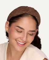 Vincha Diadema Nudo Trendy Shine Marrón