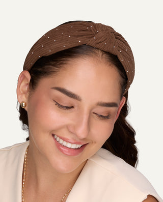 Vincha Diadema Nudo Trendy Shine Marrón