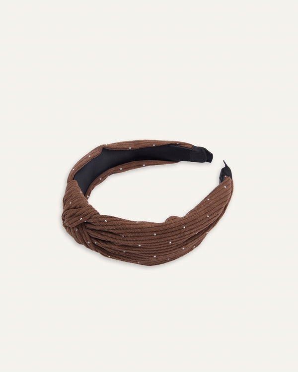 Vincha Diadema Nudo Trendy Shine Marrón
