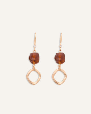 Aretes Colgantes Trendy Diseño Geométrico Con Piedra Burgundy Dorado