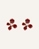 Aretes Trendy Flor Burgundy